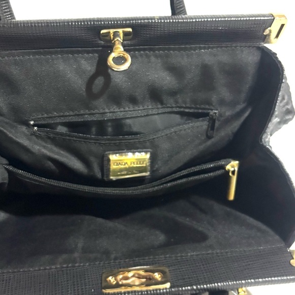 Giada Pelle croc embossed satchel Elegant Black Handbag - Picture 7 of 7